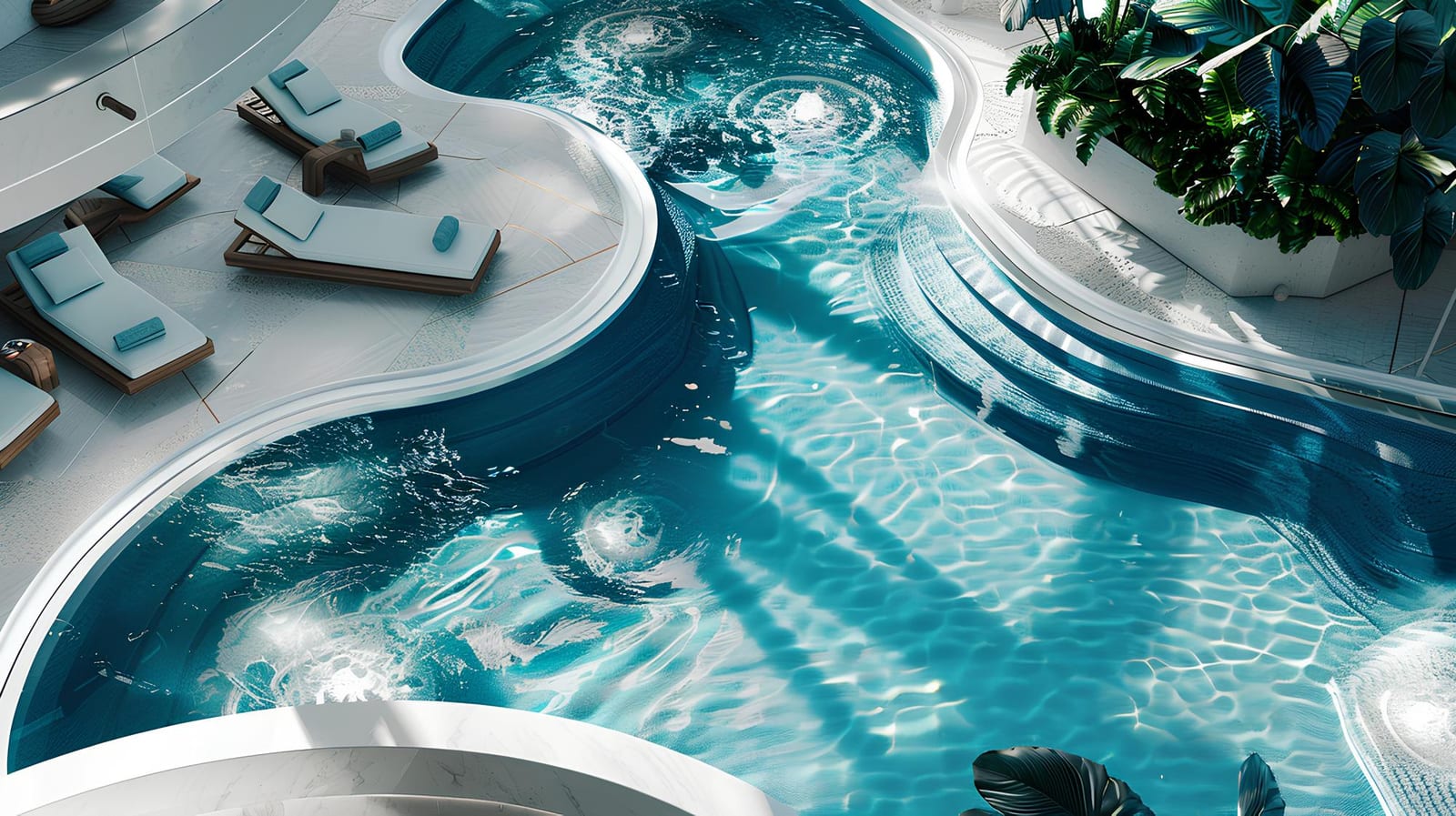 Swimmer entering the water at the deep end of a finished pool
